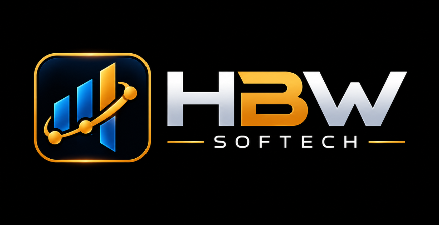 HBW SOFTECH — official gold and blue logo